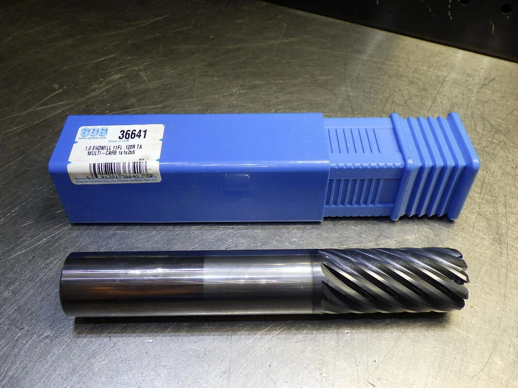 Kyocera / SGS 1" 11 Flute Carbide Cr Endmill 1" Shank .12 R 36641 (LOC2867A)