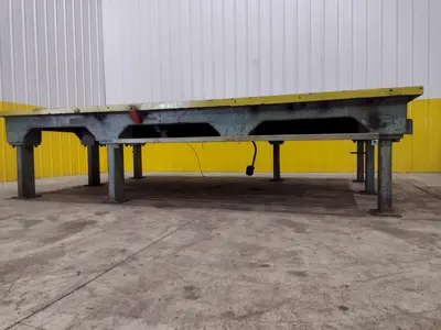 148" X 98" HEAVY DUTY STEEL LAYOUT WELDING SHOP TABLE: STOCK #23565