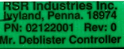 NEW RSR INDUSTRIES 02122001 DEBLISTER CONTROL BOARD DB103-16