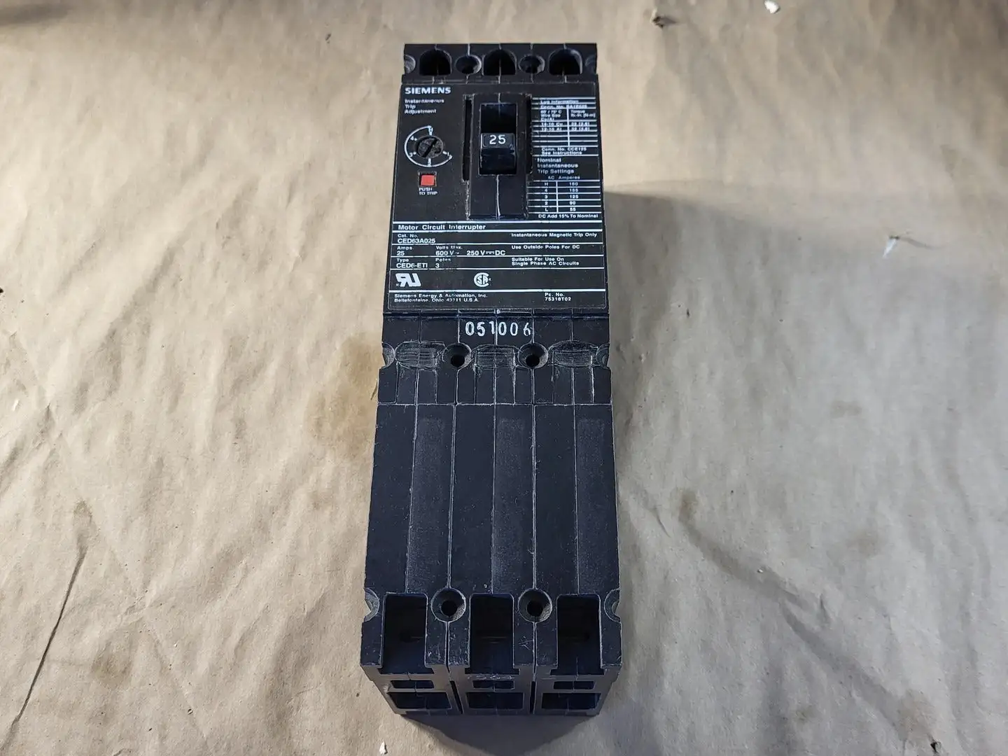 New | in-Stock SIEMENS CED63A025 Switchgears British Columbia CA | Lenmark #239331