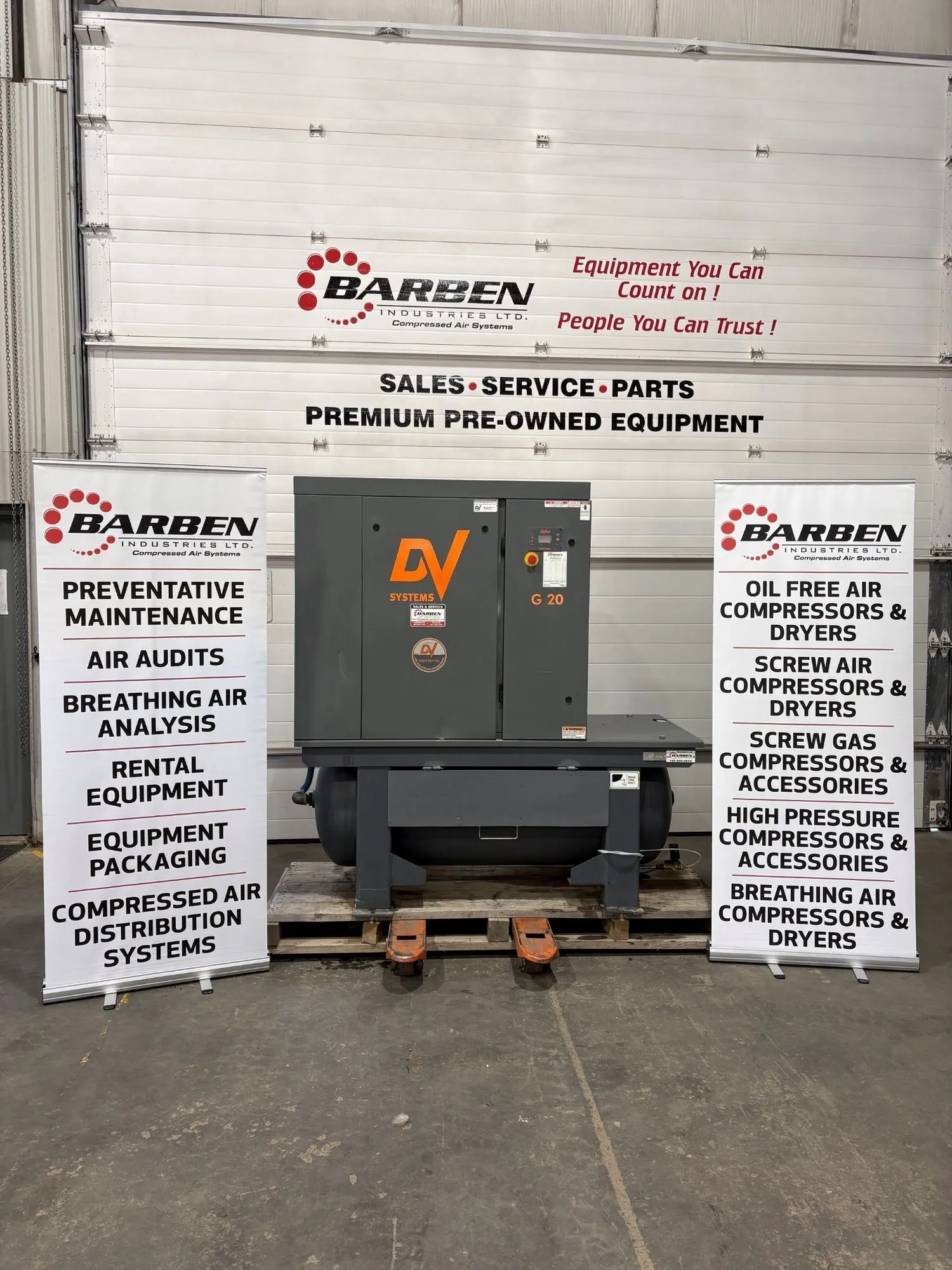 Used DV SYSTEMS G20 Rotary Screw & Sliding Vane Air Compressors Alberta CA | BARBEN IND LTD #1519265