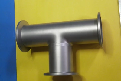 USED MKS/HPS 3 WAY STAINLESS STEEL FLANGE FITTING