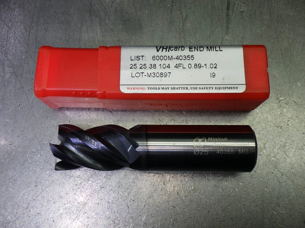 Minicut/VHI 25mm 4 Flute Carbide CR Endmill 0.89-1.02mm R 6000M-40355 (LOC3018A)
