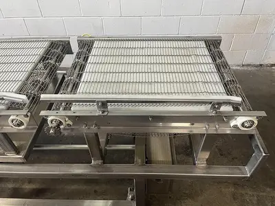 Three-Section Wire Mesh Conveyor with Rails