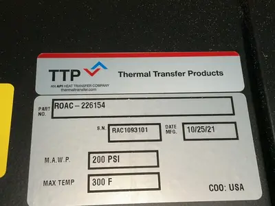 Used 2021 THERMAL TRANSFER PRODUCTS ROAC226154 Chemical & Process Equipment Ohio US | HGR 24 #1506897