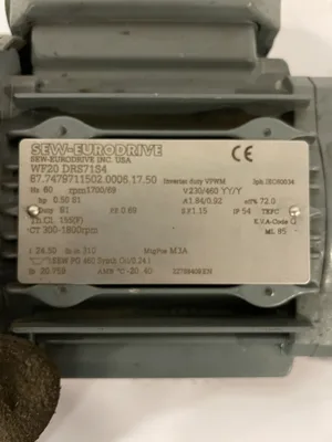 Sew-Eurodrive WF20 DRS71S4 Gear Drive/Speed Reducer/Gearmotor 24.50:1