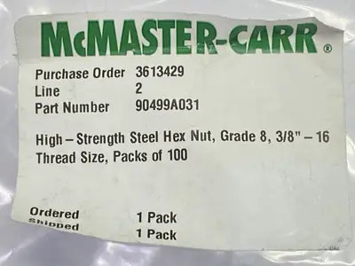 90499A031 | High-Strength Steel Hex Nut SAE Grade 8 3/8"-16 Thread Size LOT OF 300 - New