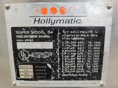 Used Hollymatic Super 54 Commercial Patty Machine