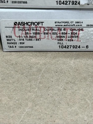 NEW ASHCROFT 25-1009-SW-02L-60#-XC4