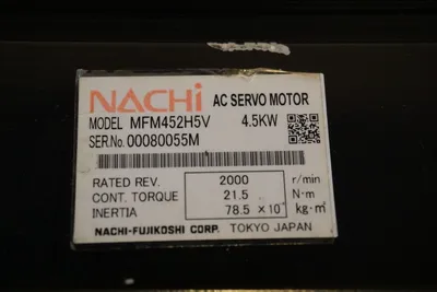NACHI MFM452H5V AC SERVO MOTOR 2000 r/MIN 21.5 N.M