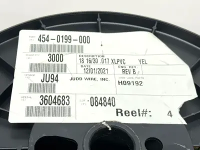 454-0199-000 | Judd Wire  Wire 18AWG 16/30 .017 XLPVC H09192 3000ft Spool - New Other