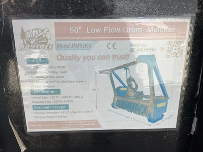 Used RAYTREE RMBD50 50” LOW FLOW DRUM MULCHER SKID STEER ATTACHMENT Skid Steer Brush Cutters Michigan US | Miedema Asset Management Group #1468765