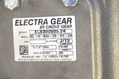 USED GROVE GEAR EL8300505.24 ELECTRA GEAR REDUCER EL-H-830-20-H1-24