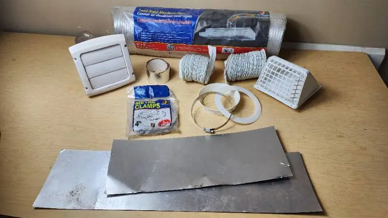 Semi-Rigid Aluminum Duct Vent Kit including Metal Clamps, Vents, and Accessories
