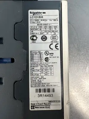 Schneider Electric LC1D1506 1000 Volt 250 Amp 24 VDC Coil Contactor (BIN-1.1.1)