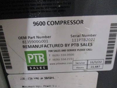 CTI - Cryogenics #9600, compressor, reman.