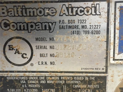 Baltimore Air Coil Model PT2-0812A-3N1 & PT2-1212A-3N1 Cooling Towers