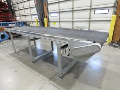 Habasit 38"x 11' 6" Slider Bed Conveyor 33.5"W Grip Belt 220V 3PH 5FPM