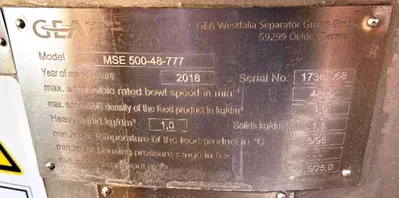 Westfalia MSE 500-48-777 cold milk skimmer, 316SS.