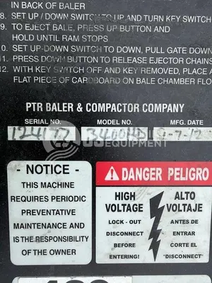 USED 2012 PTR 3400HD VERTICAL BALER
