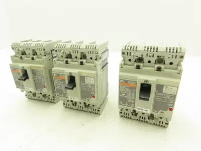 Fuji BW50RAGU3P020 3-Pole Auto Circuit Breaker 20A 500V 3Ph Molded Case Lot of 3