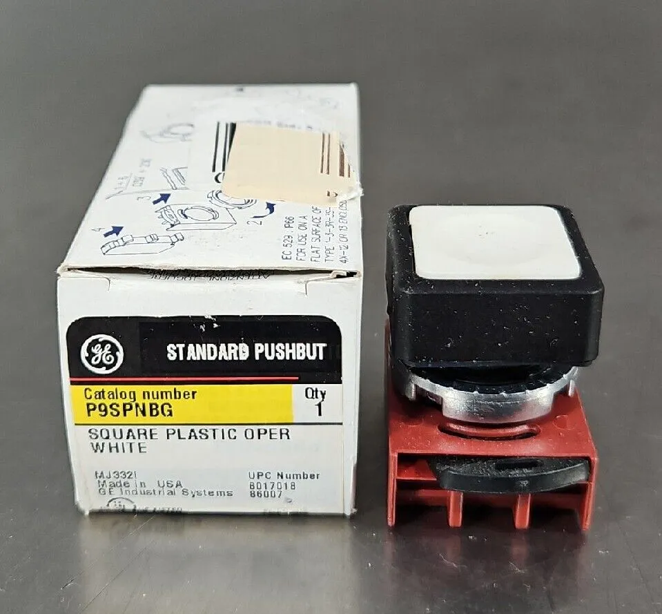 GE P9SPNBG. SQUARE PLASTIC OPERWHITE Square Pushbutton Loc 4E-2