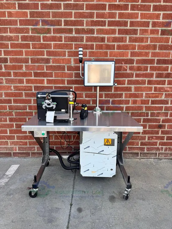 Used OPTEL PORTABLE MANUAL PACKING STATION W/  SATO CL6NX THERMAL PRINTER, SCANNER Label Printers California US | Equipment Lab #488870