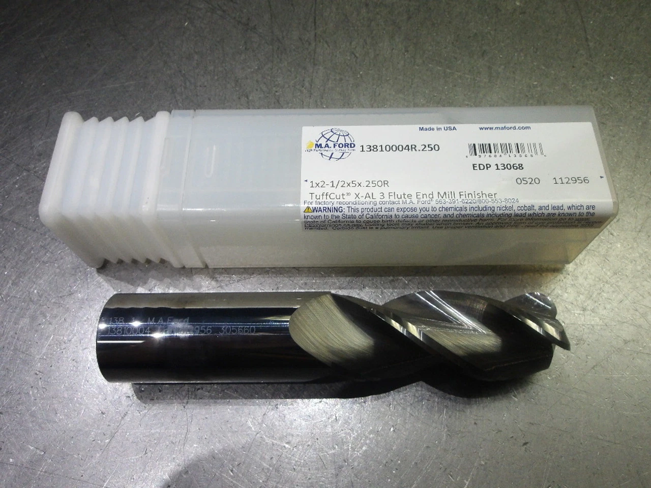 M.A. Ford TuffCut 1" 3 Flute Carbide CR Endmill .25" R 13810004R.250 (LOC3669)