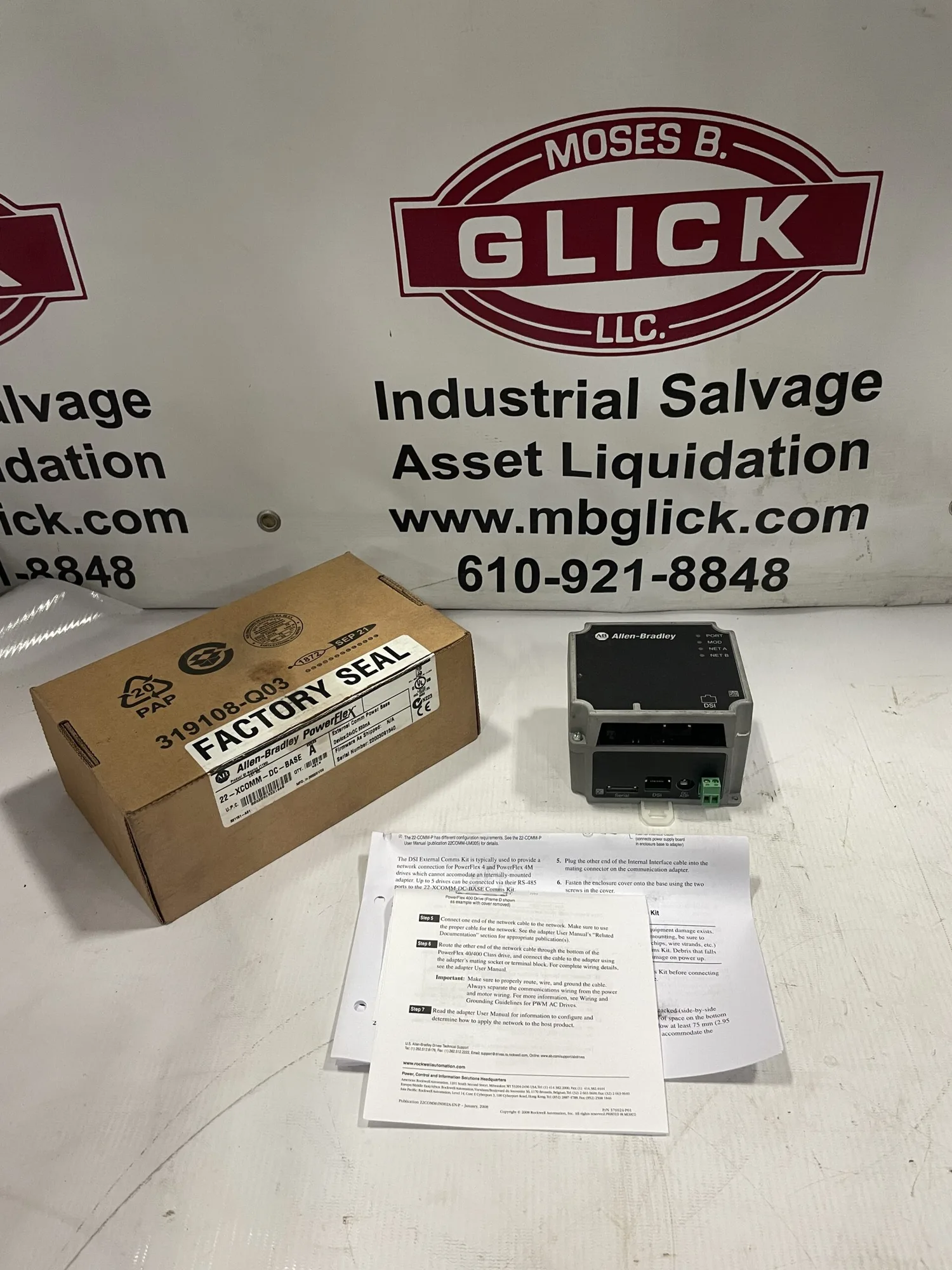 Allen-Bradley Powerflex 22-XCOMM-DC-BASE Ser A External Power Base 24VDC -NIB