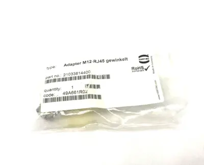 New | in-Stock HARTING Panel Feed-Through Adapter M12-RJ45 Right Angled NO LOCKNUT Connector Accessories Michigan US | Maverick Industrial Sales #1392836