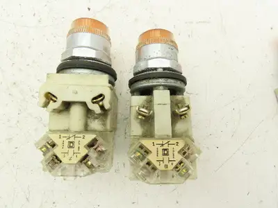 Square D 9001-KM1 Amber Guarded 30mm Push Button Switch Contactor Block Lot of 6