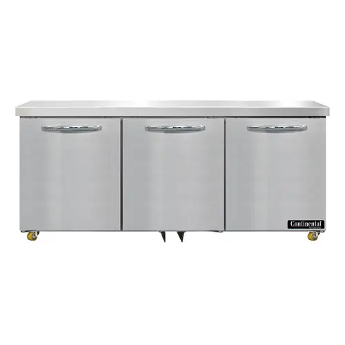 Continental SW72N-U 72" W Undercounter Refrigerator W/ (3) Sections & (3) Doors, 115v