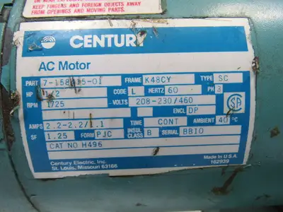 Crane Deming 4358 Centrifugal Pump 1.5"x 1"NPT 1/2Hp 230/460V 3PH K48CY Motor