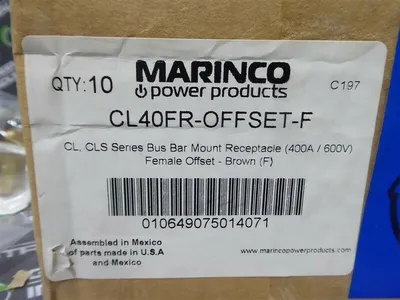 Box of 10 Marinco CL40FR-OFFSET-F Bus Bar Mount Female Receptacles Brown New NIB