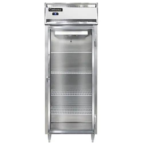 Continental D1RESNSAGD 28 1/2" One Section Reach In Refrigerator, (1) Right Hinge Glass Door, Top Compressor, 115v