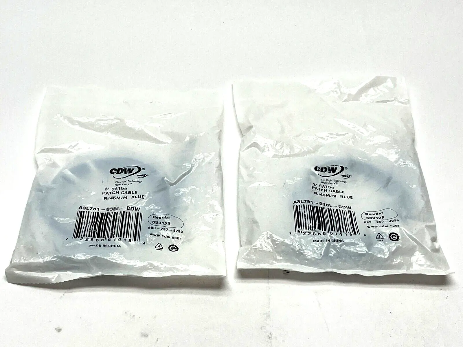 A3L781-03BL-CDW | CDW  Patch Cable 3' Length LOT OF 2 - New