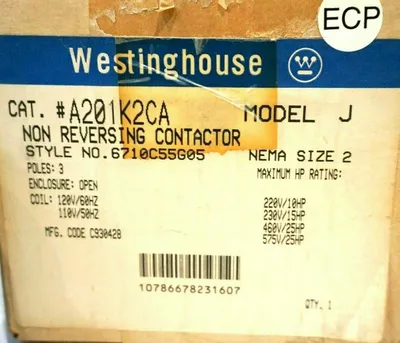 NEW WESTINGHOUSE A201K2CA CONTACTOR MODEL J