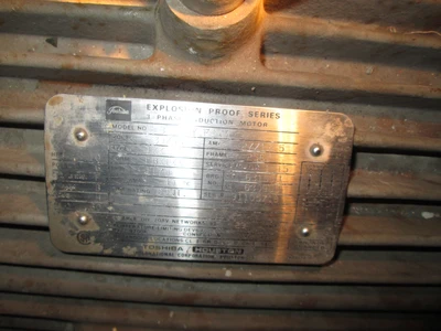 10 HP Toshiba, Explosion Proof, 1170 rpm Electric Motor