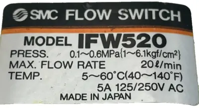 NEW SMC IFW-520 FLOW SWITCH IFW520