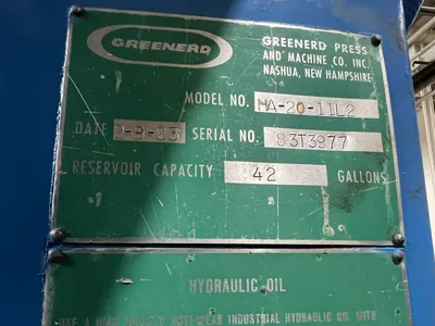 USED 1983 GREENERD PRESSES GREENERD HA-20-11L2 PRESS