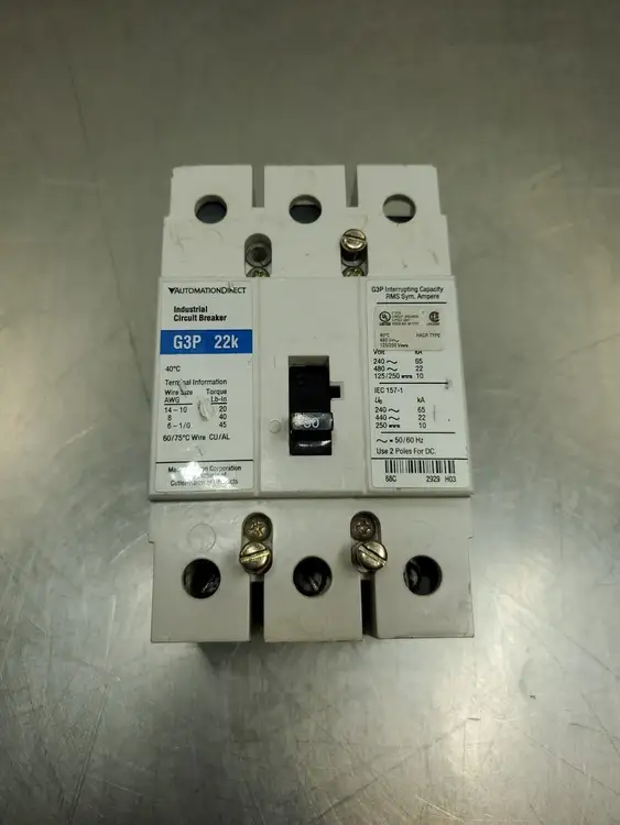Used AutomationDirect G3P-22k Circuit Breaker, 50A, 240-480VAC/125-250DC Circuit Breakers South Carolina US | Palmetto Automation #1512089
