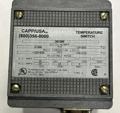 New | in-Stock CAPP/USA 351369 Temperature Controls Ohio US | Surplus Asset Holdings #1246379