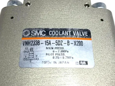 USED SMC HIGH PRESSURE COOLANT VALVE N.C 24V DC RATED