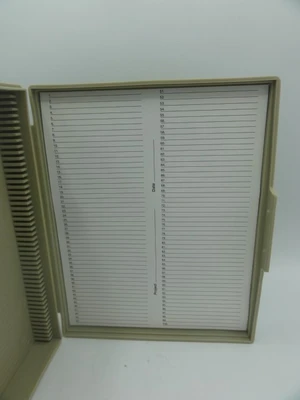(12) Heathrow Scientific 100 Slot Microscope Slide Box Storage, Colors Vary, Writing On Some