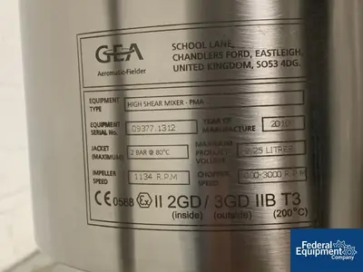 USED GEA Niro GEA Niro High Shear Granulator, Model PharmaConnect