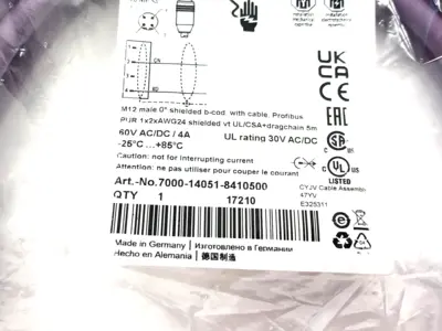 New | in-Stock Murrelektronik Single Ended Cable M12 male 0° B-cod. Cable & Wire Michigan US | Maverick Industrial Sales #1398477