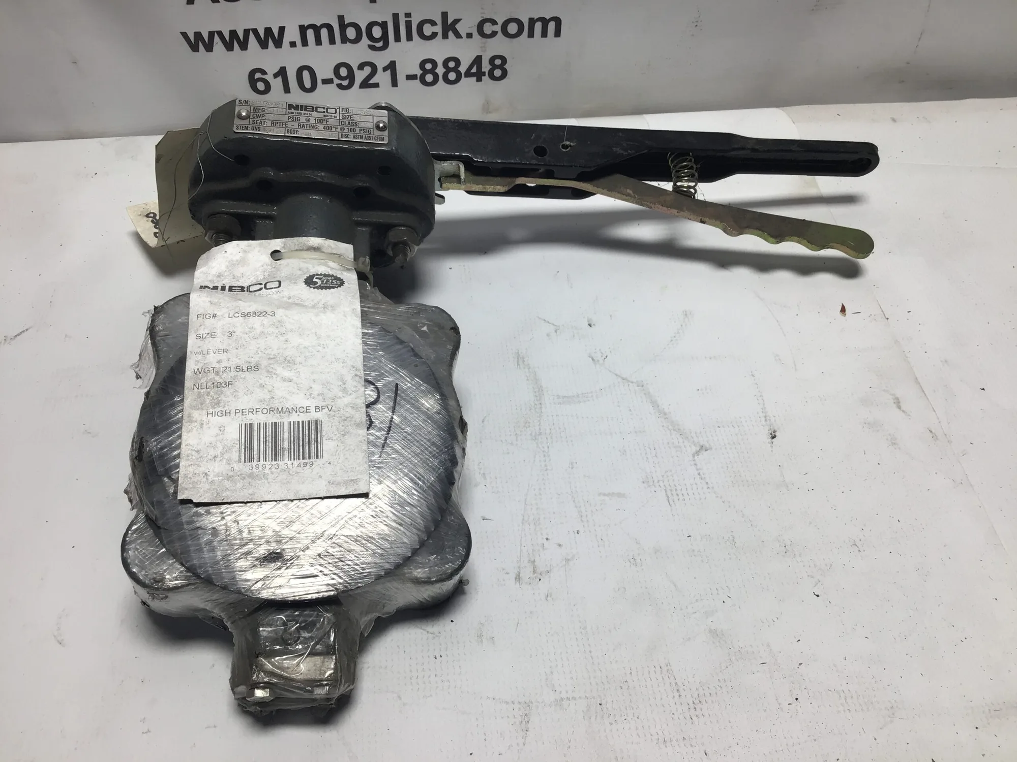 Nibco High Performance 3″ Butterfly Valve NLL103F LCS-6822-3 Class 150 w/Lever