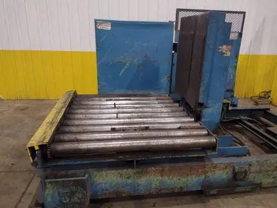 20,000 LBS X 54" X 36" BRANER HYDRAULIC COIL CAR UPENDER WITH POWER FEED CONVEYOR: YOBRO #25238