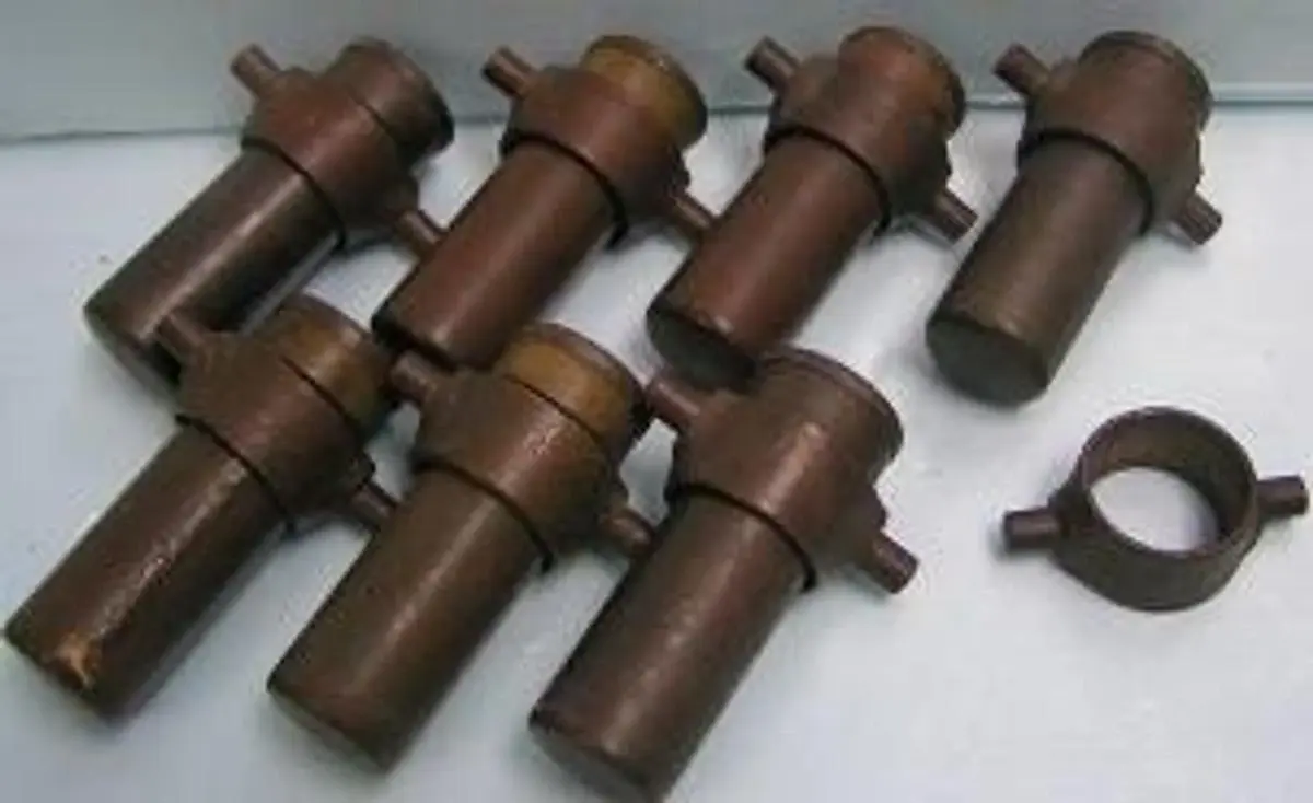 QTY. 7. BRASS CENTRIFUGE CUPS 1 3/16 INCH WIDE X 3...