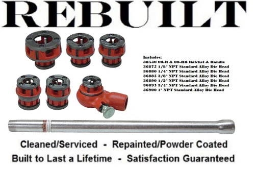 Ridgid 36375 00-R Pipe Threader Set, 1/8 - 1 inch NPT, Carry Case Not Included [Refurbished]